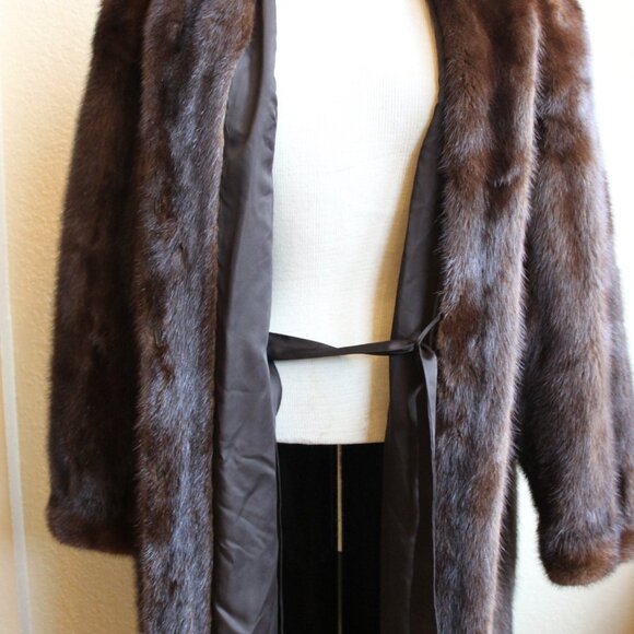 Christa Furs VINTAGE 80's RANCH BROWN GENUINE REAL FULL LENGTH MINK FUR COAT XL - Picture 6 of 12